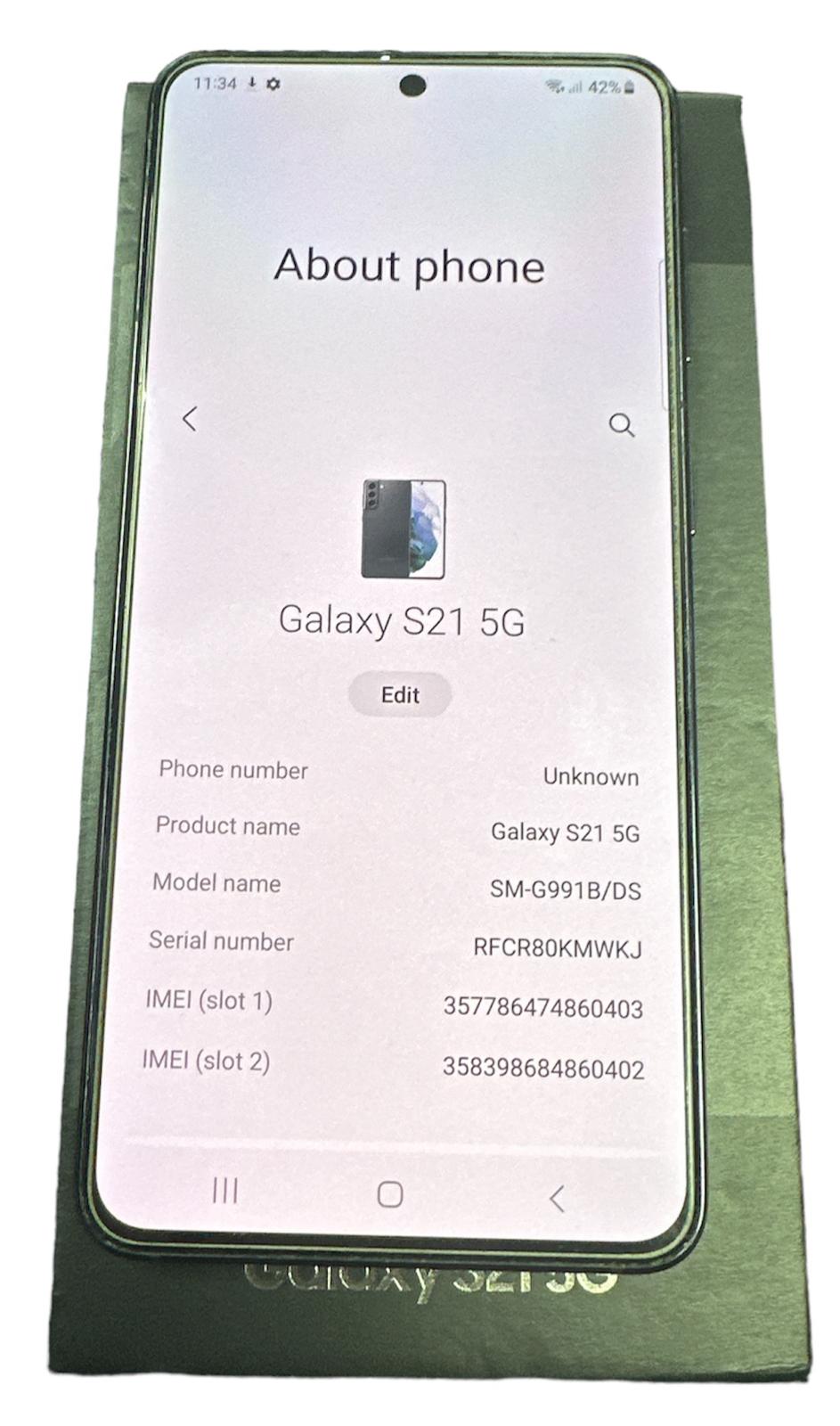 Samsung S21 5G 128GB Boxed Phantom Grey