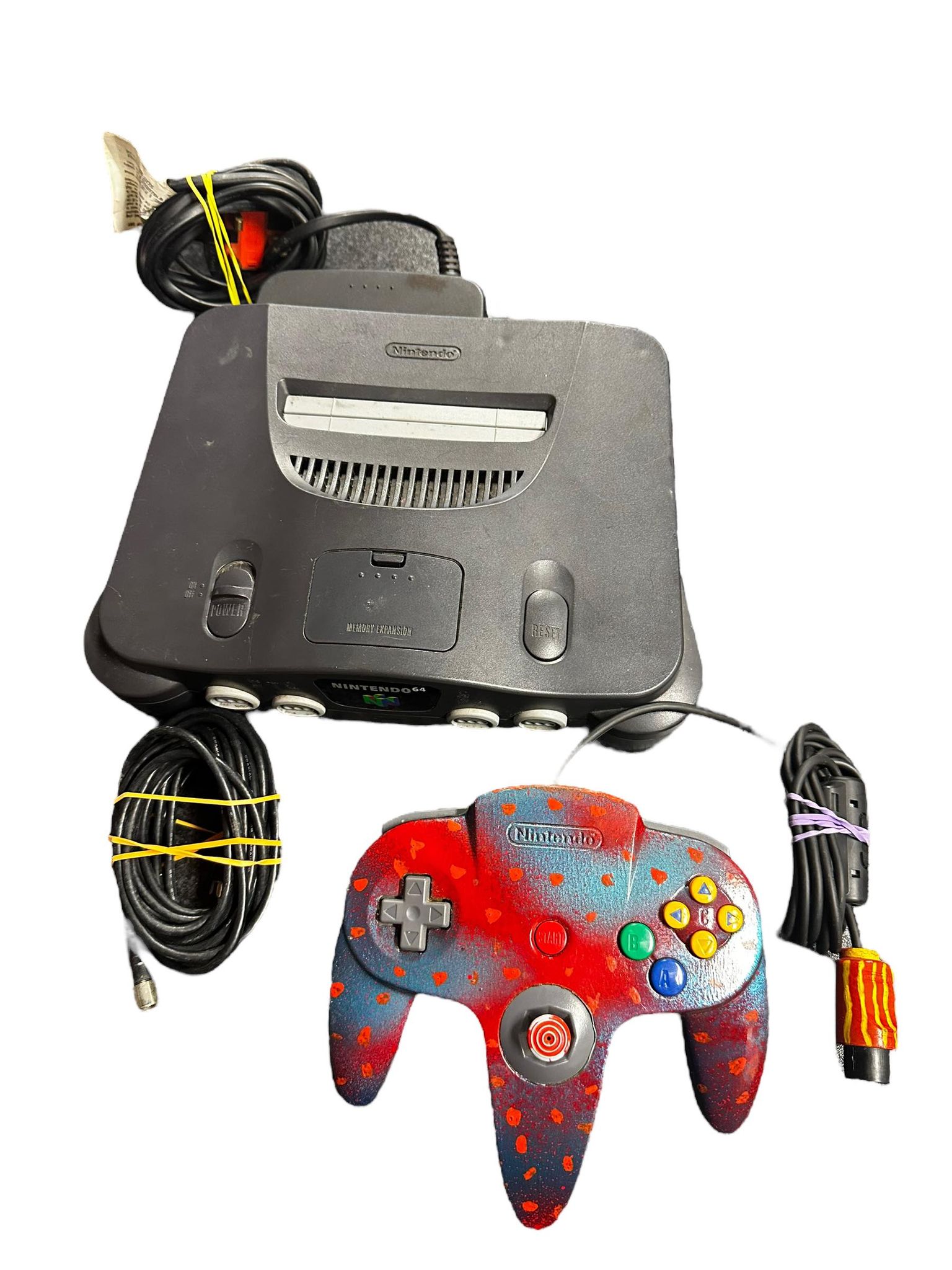 Nintendo 64 Grey With Painted Pad RF Cable and Power Lead