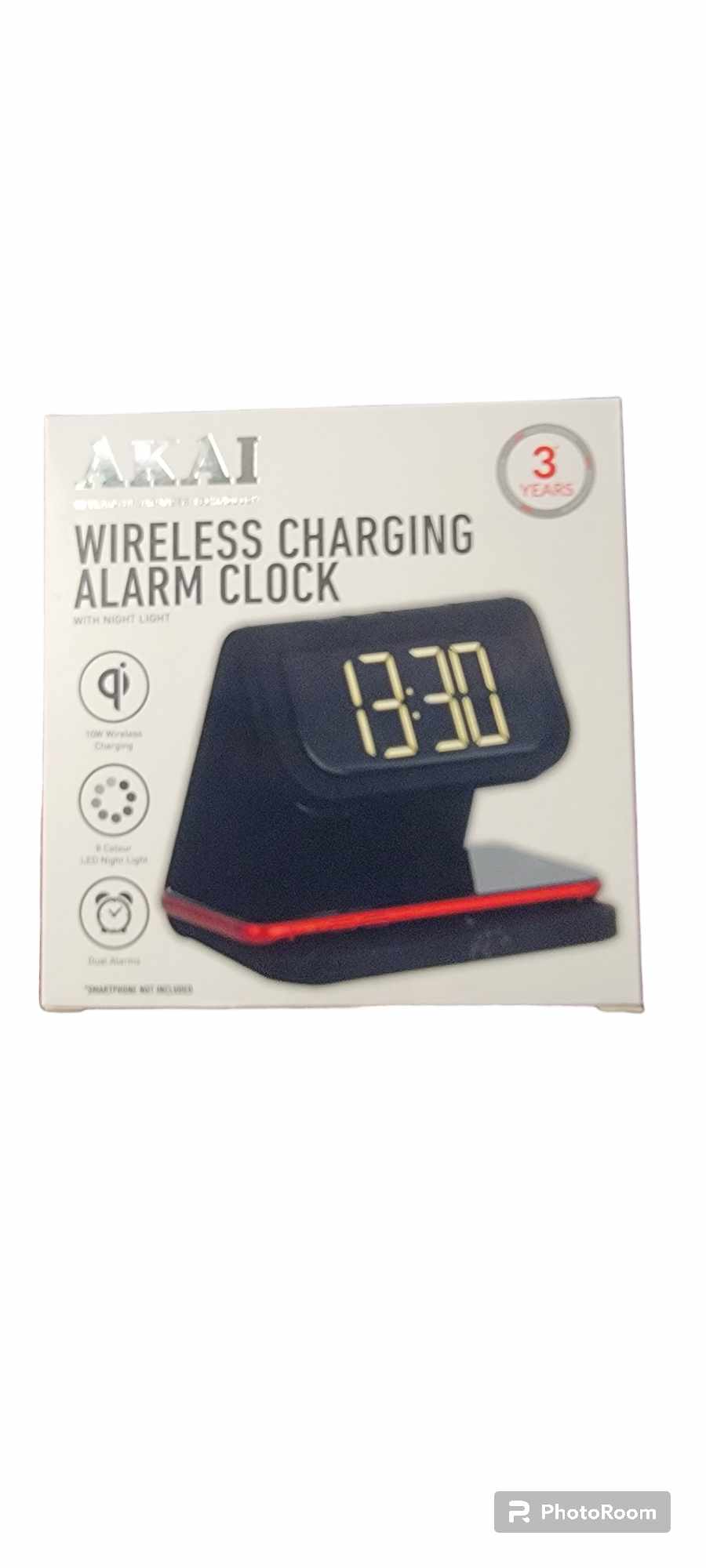 Akai Wireless Charging Alarm Clock Boxed