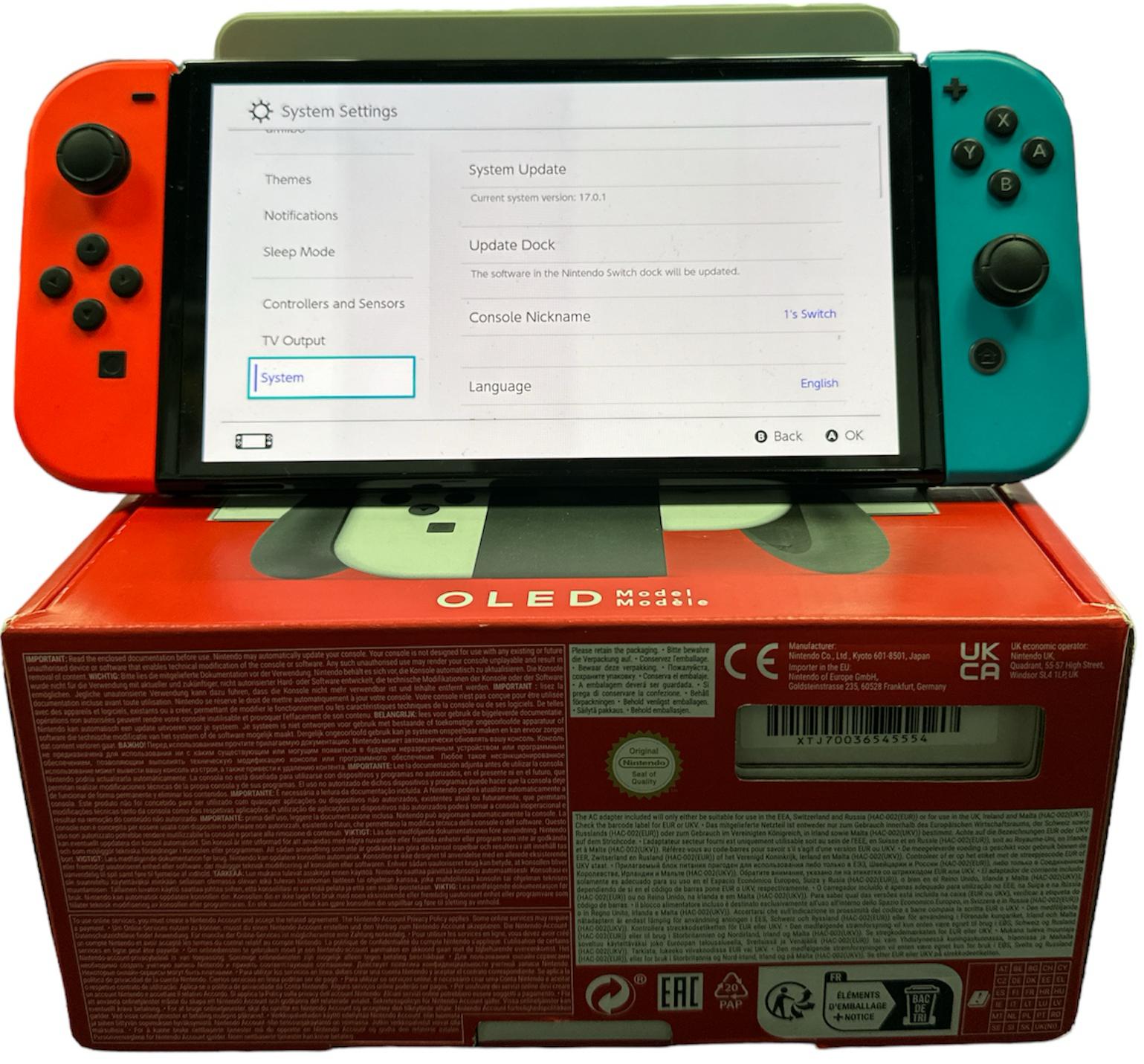 Nintendo Switch OLED Boxed W/ Neon Joycons.