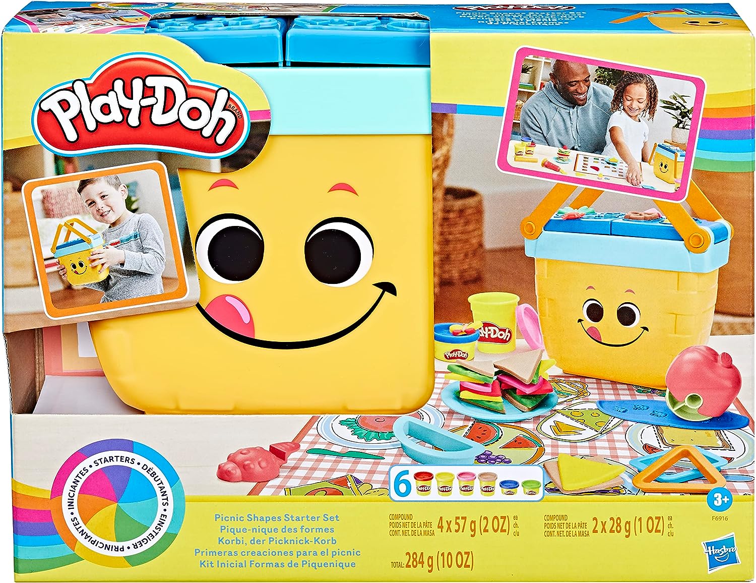 Play-Doh Picnic Shapes Starter Set, Preschool Toys (F6916) for 3+ Years, New