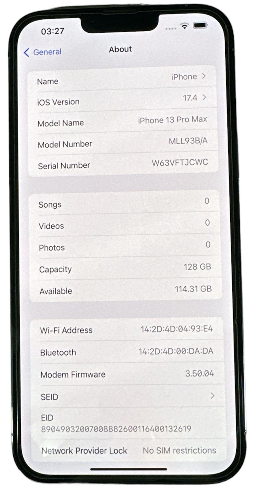 Iphone 13 Pro Max Sierra blue 128GB 100% Battery health.
