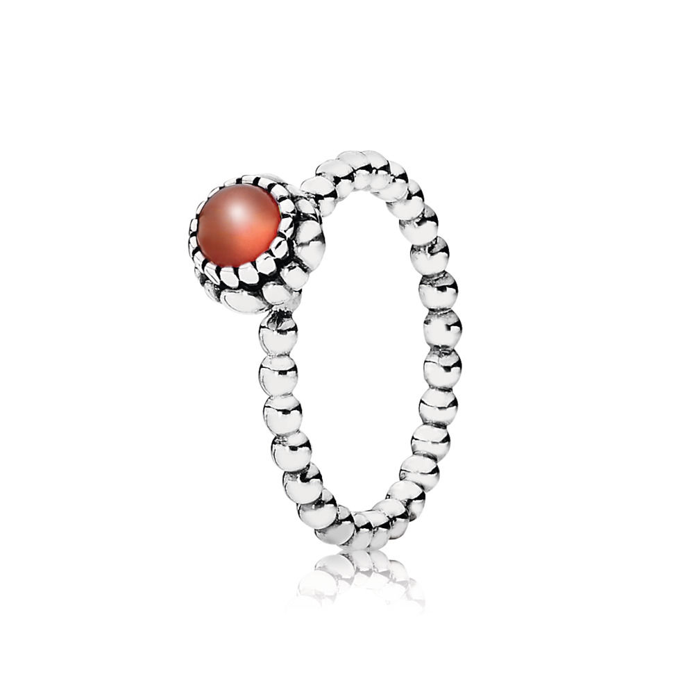 Pandora Beaded Ring Orange Stone Size 50