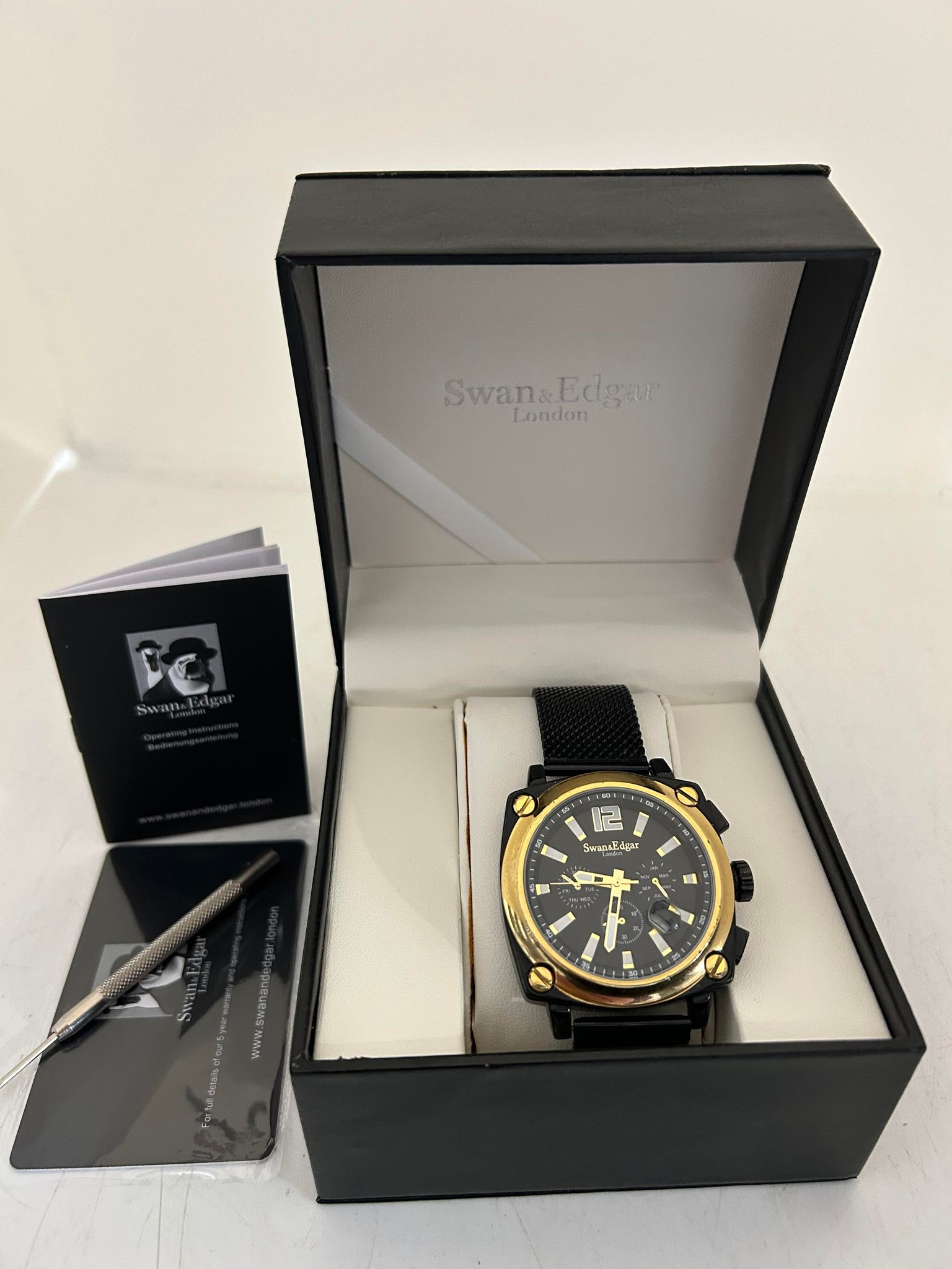 Swan & Edgar 3ATM Automatic Watch In Presentation Box With Booklet & Watch Tool