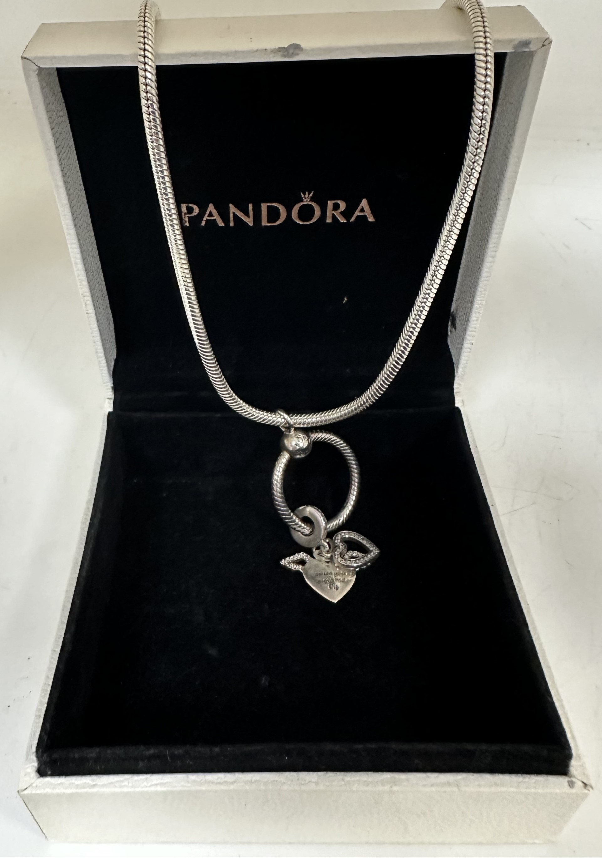 Pandora Necklace With Charm & Box