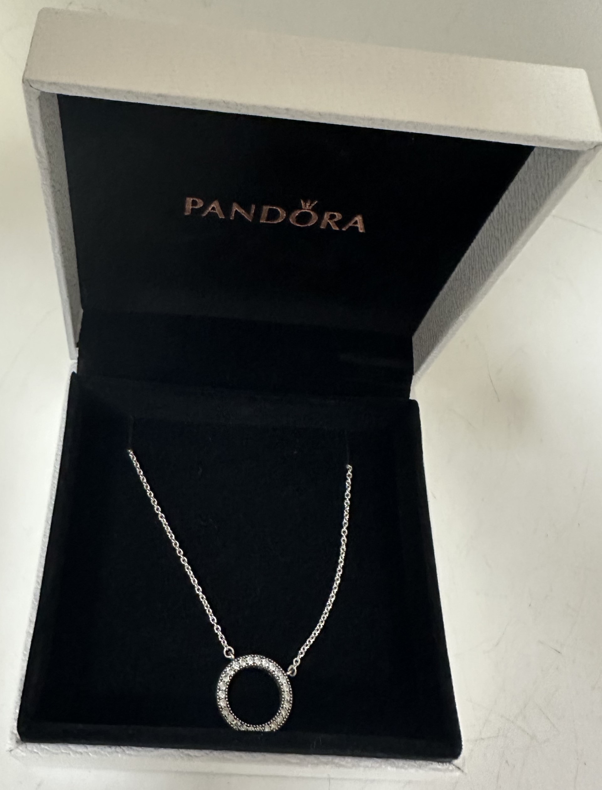 Pandora Circle cz Necklace Boxed
