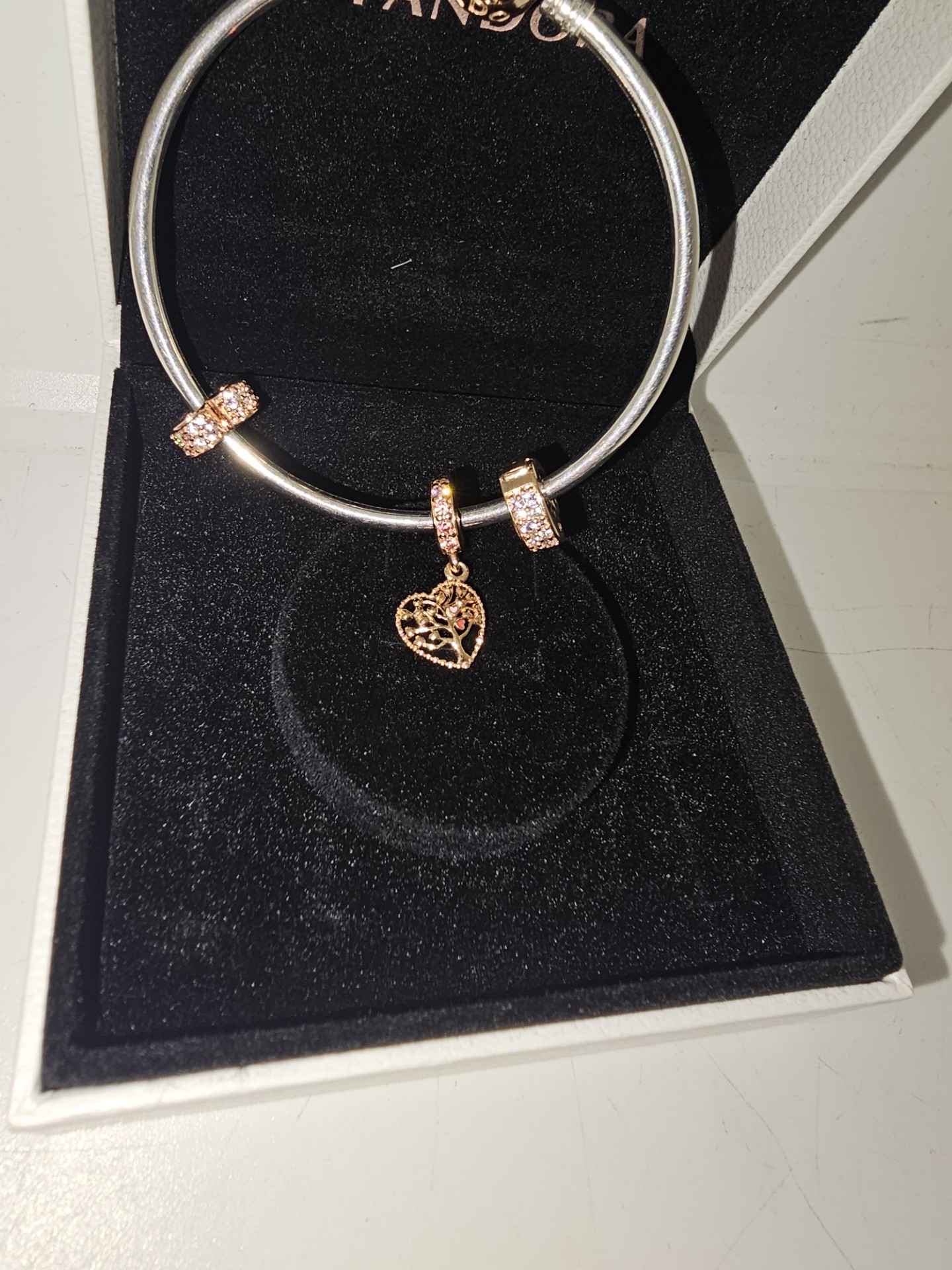Pandora Bracelet with 3 Charms - boxed
