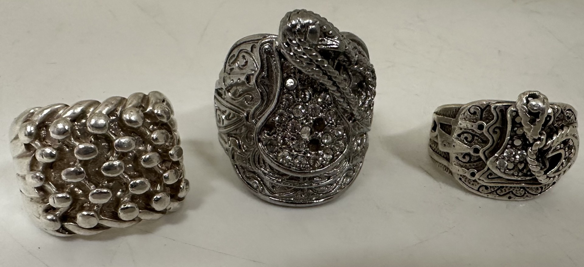 Set Of Three Mens Silver Rings 