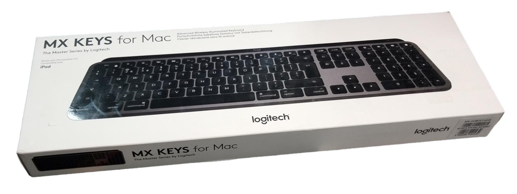 Logitech - MX Keys For Mac - Advanced Wireless Illuminated Keyboard - Black & Grey - Boxed