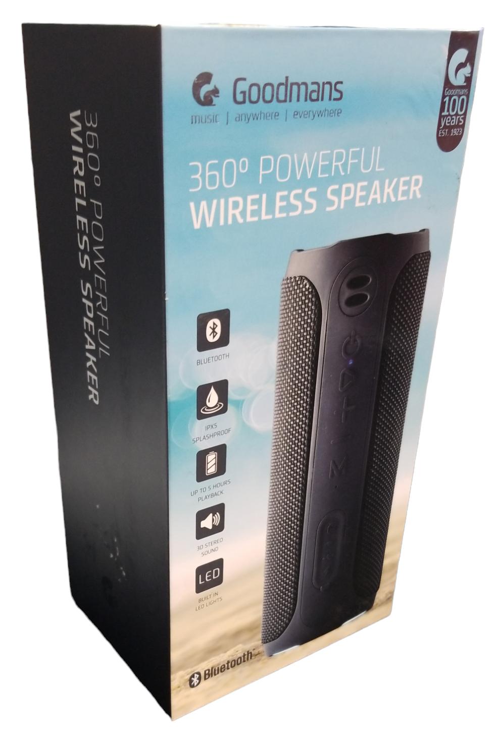 Goodmans - 360 Powerful Wireless Speaker - 386044 - Boxed & Sealed