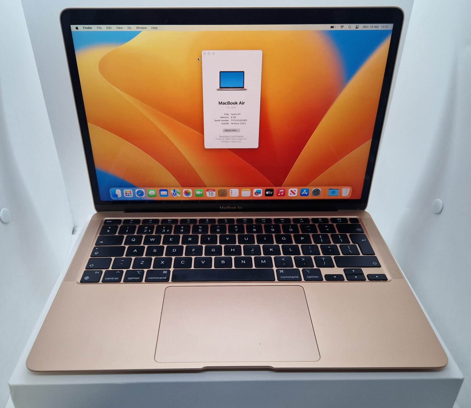 Apple MacBook Air 13in (256GB SSD, M1, 8GB) Laptop - Gold - MGND3B/A (2020)