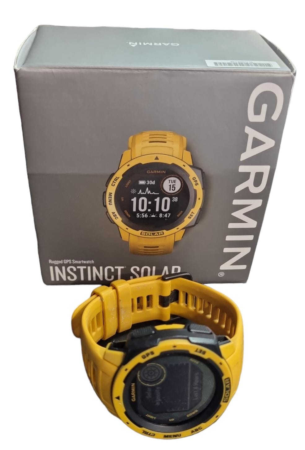 Garmin Instinct Solar - Rugged GPS Smartwatch - Sunburst - Boxed with charger