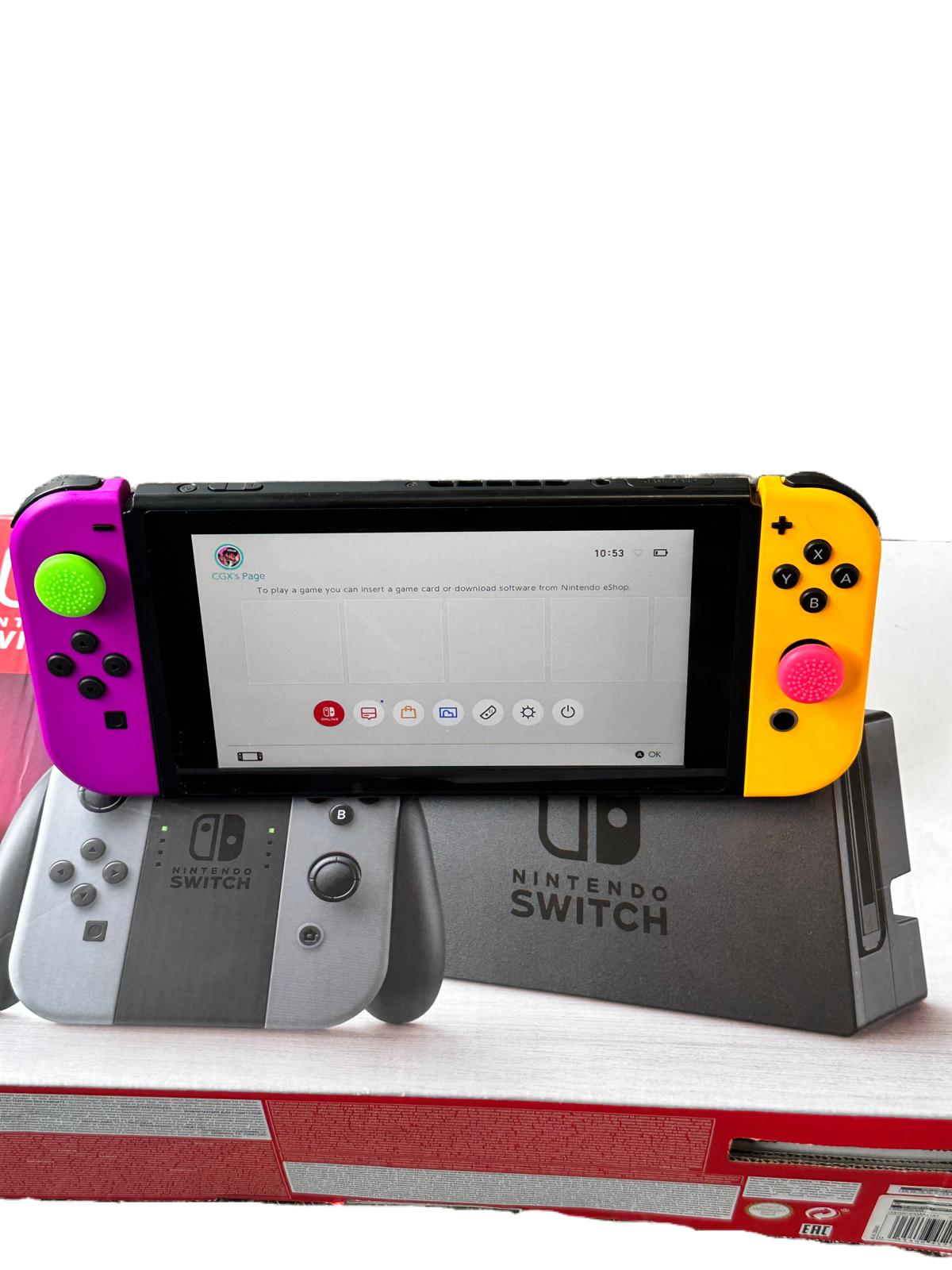 Nintendo switch boxed Grey Orange + purple joy-cons 